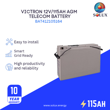 Victron Energy BAT412105164 12V 115Ah AGM Telecom Battery (M8)