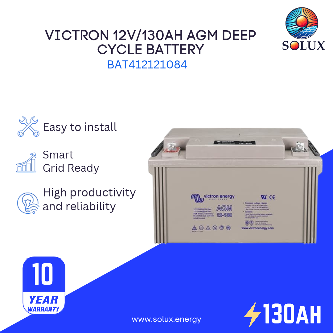 Victron Energy BAT412121084 12V 130Ah AGM Deep Cycle Battery