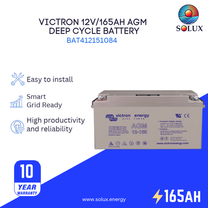 Victron Energy BAT412151084 12V 165Ah AGM Deep Cycle Battery