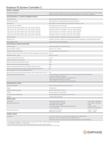 Datasheet for BRK-40A-2P-240V-B eaton br circuit breakers listing specs for Enphase IQ System Controller 2.