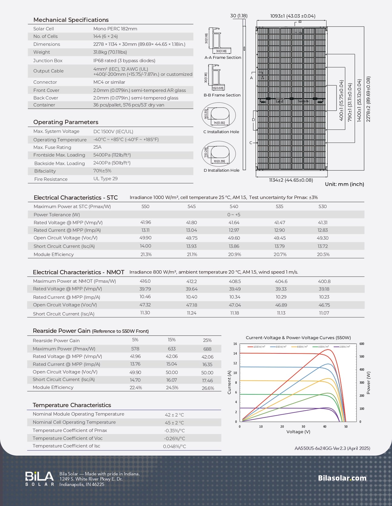 AA-530US-6x24GG solar panel 530 watt​