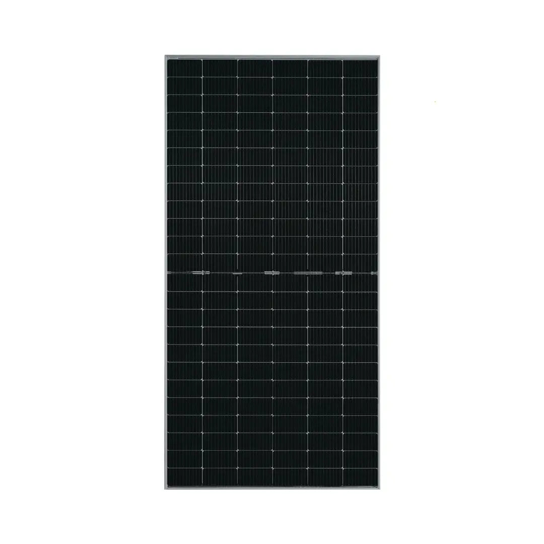 Product Image of AA-540US-6x24GG: Front view of an all-black 540W bifacial mono PERC solar panel with silver frame.