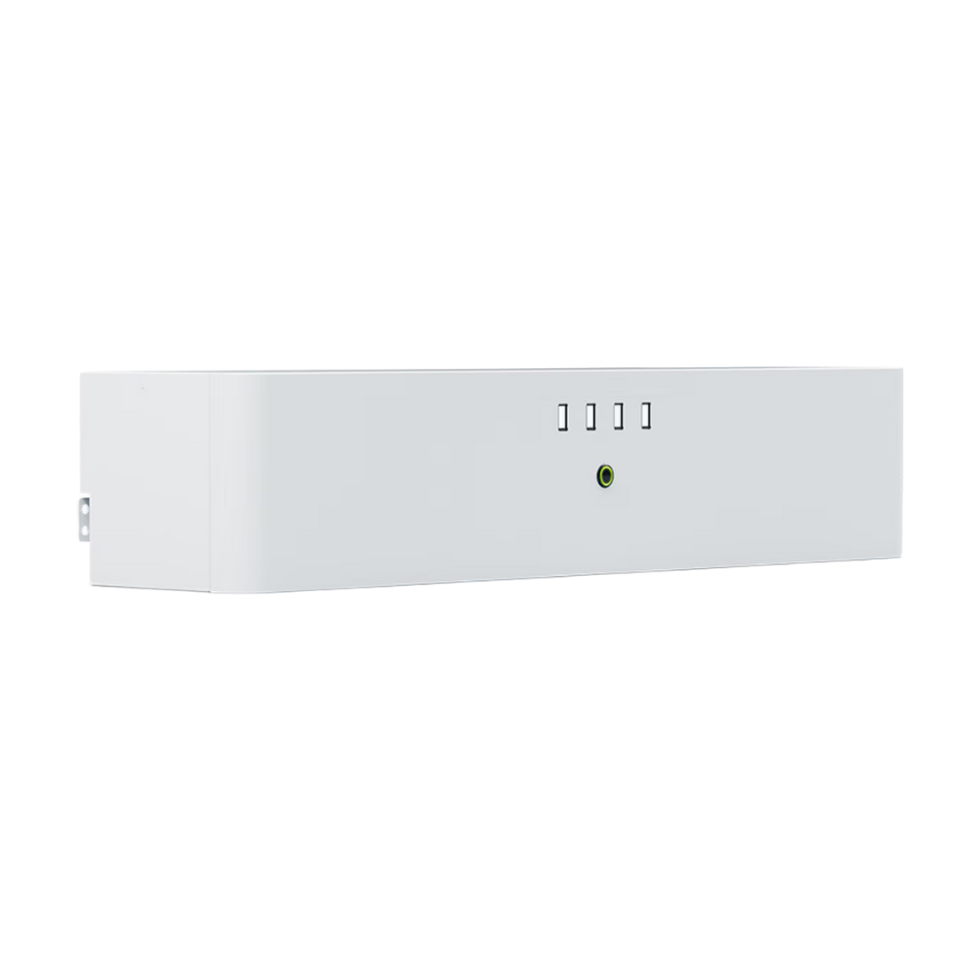 White rectangular device with buttons on a white background