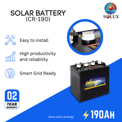 This is an image of CR-190 Crown Commercial 8 Volt Deep Cycle Battery