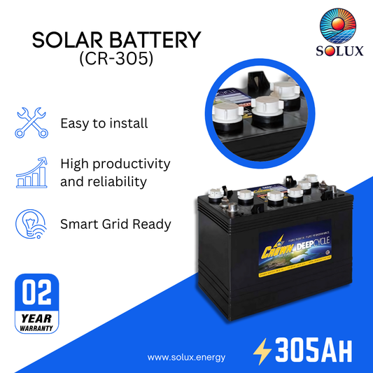This is an image of CR-305 Crown Commercial Deep Cycle 6 Volt Battery