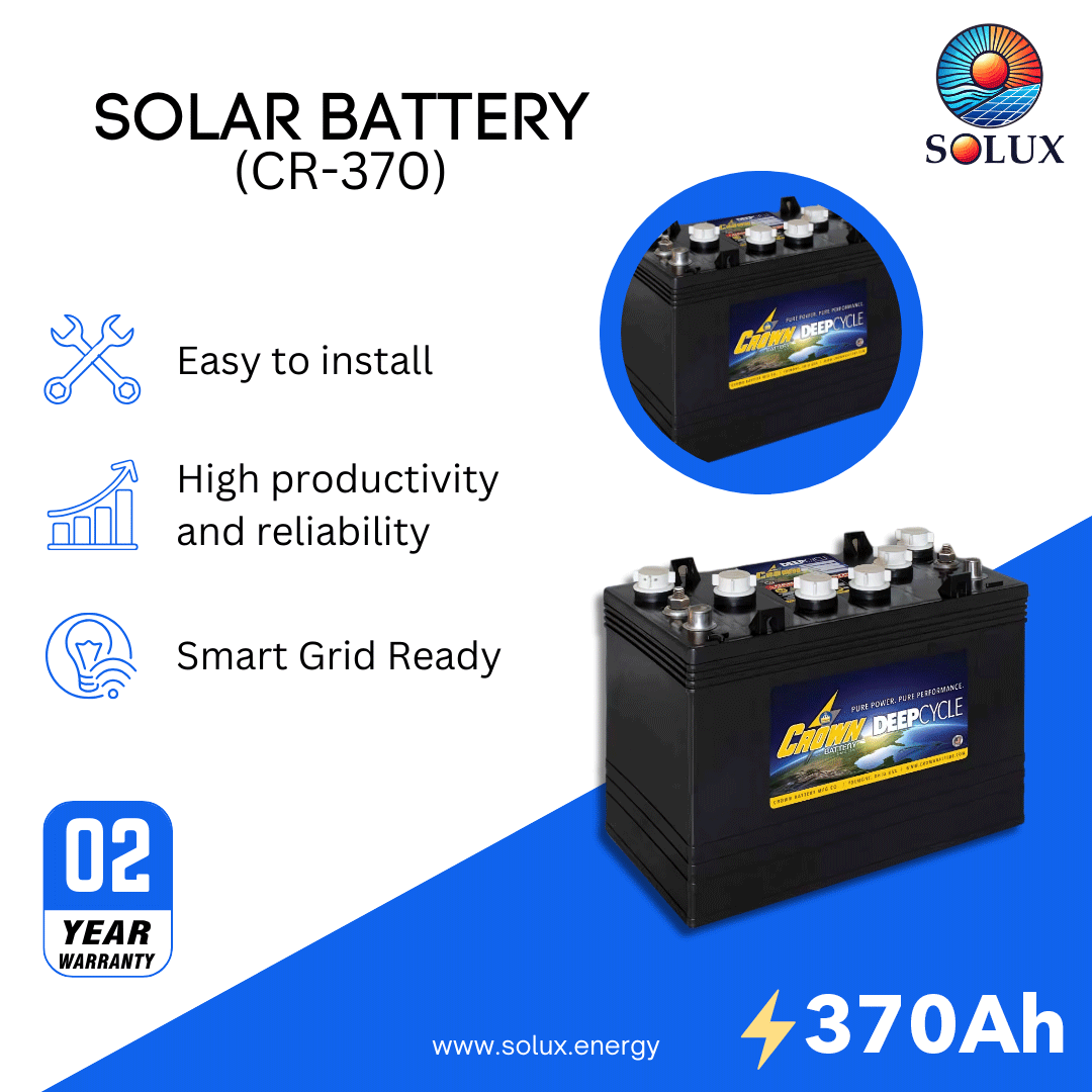 This is an image of CR-370 Crown Commercial 6V Deep Cycle Battery