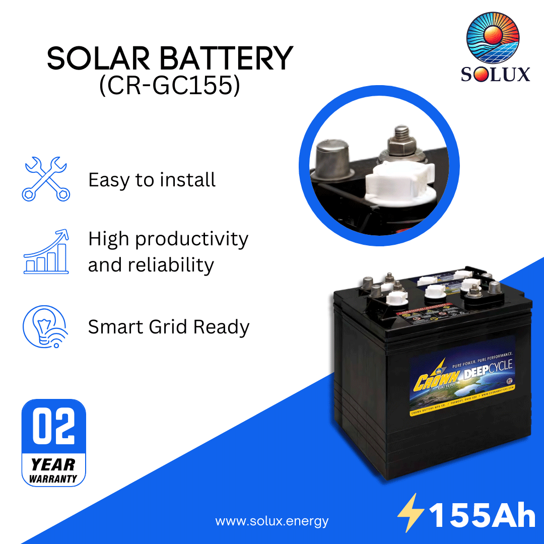 This is an image of Crown CR-GC155 Commercial Flood Lead Acid Battery Deep Cycle