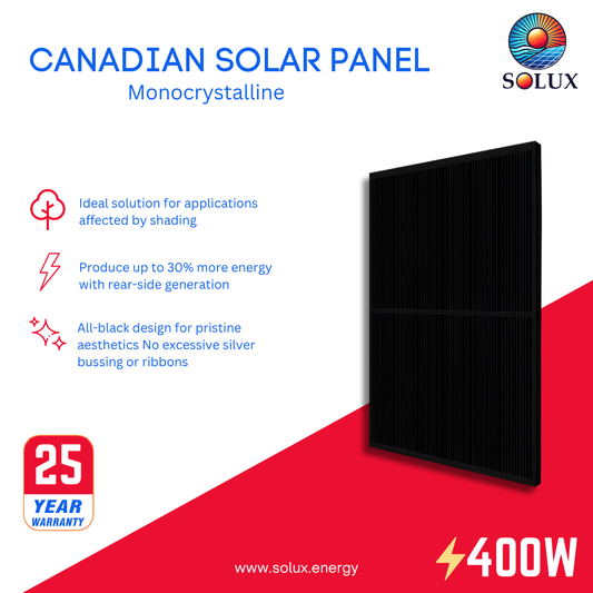 This is an image of Canadian Solar 400W Solar Panel HiKu6 All Black
