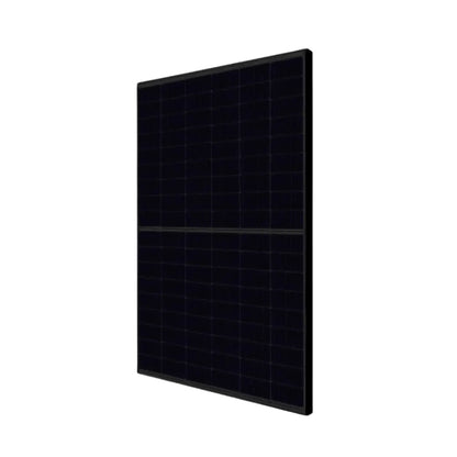 A single product image of canadian 450 watts solar panel with a black frame and cells, shown at an angle on a plain white background.