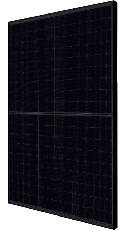 A single product image of canadian 455 watt solar panel with grid pattern on a white background