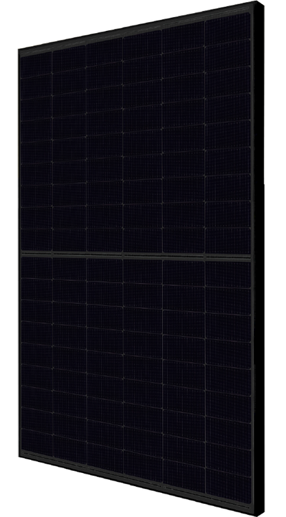 A single product image of canadian 455 watt solar panel with grid pattern on a white background