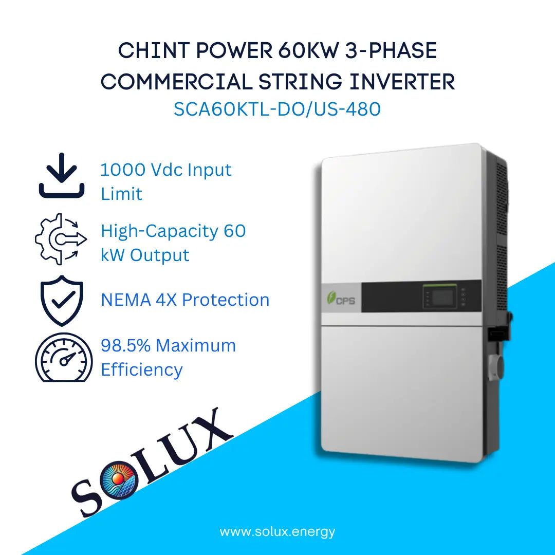Chint Power SCA60KTL-DO/US-480 60kW 480VAC String Inverter with RSD Wiring Box