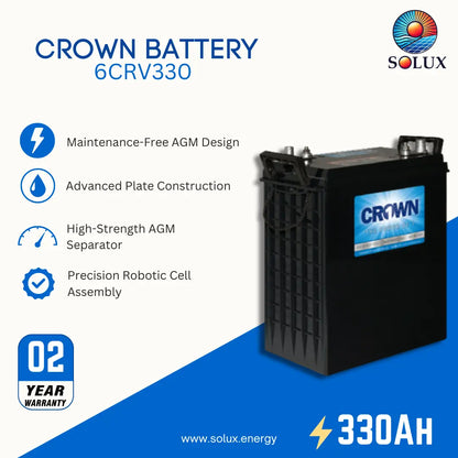 Crown 6CRV330 6VDC 330Ah Maintenance Free AGM Battery