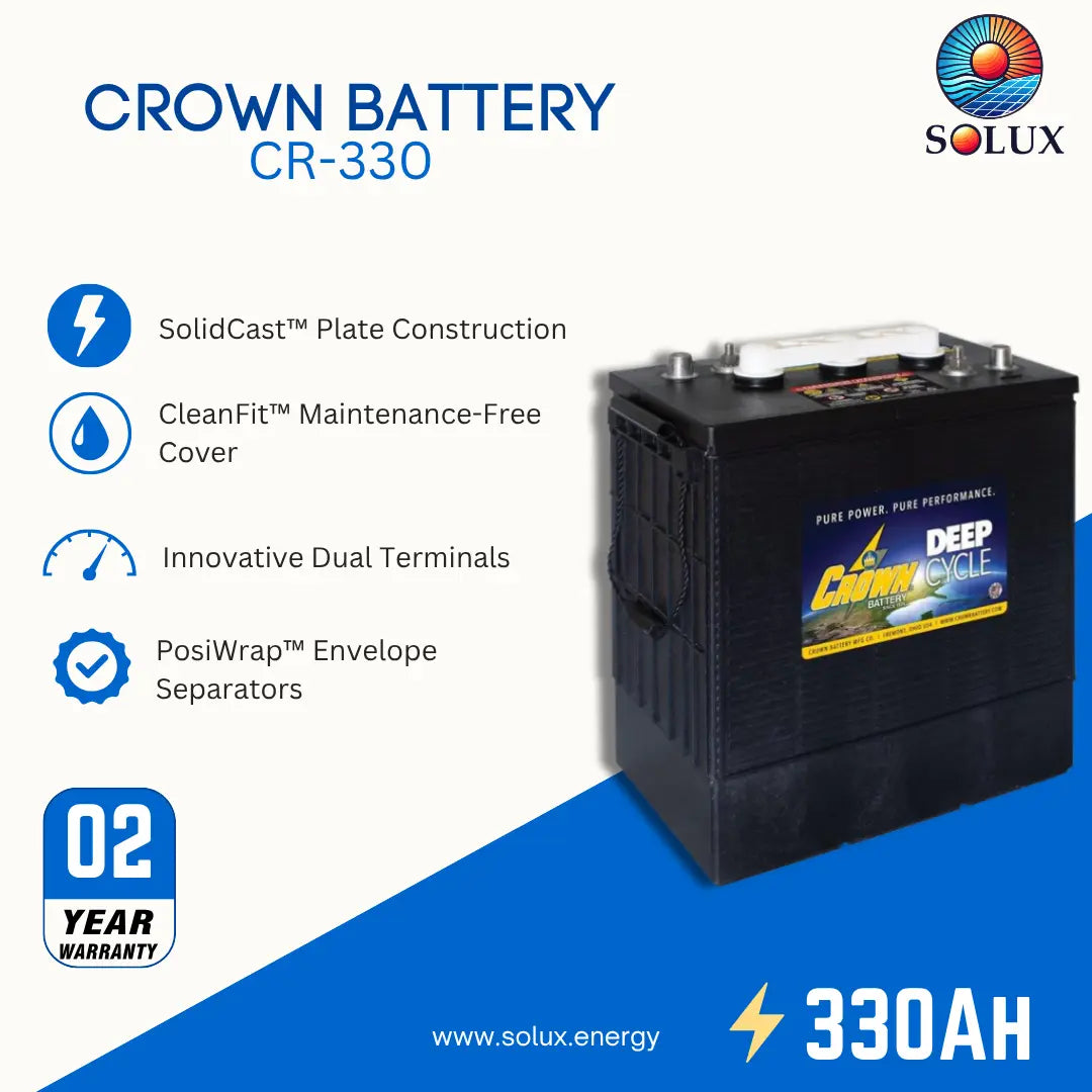 Crown CR-330 6VDC 330Ah Commercial  Deep Cycle Battery