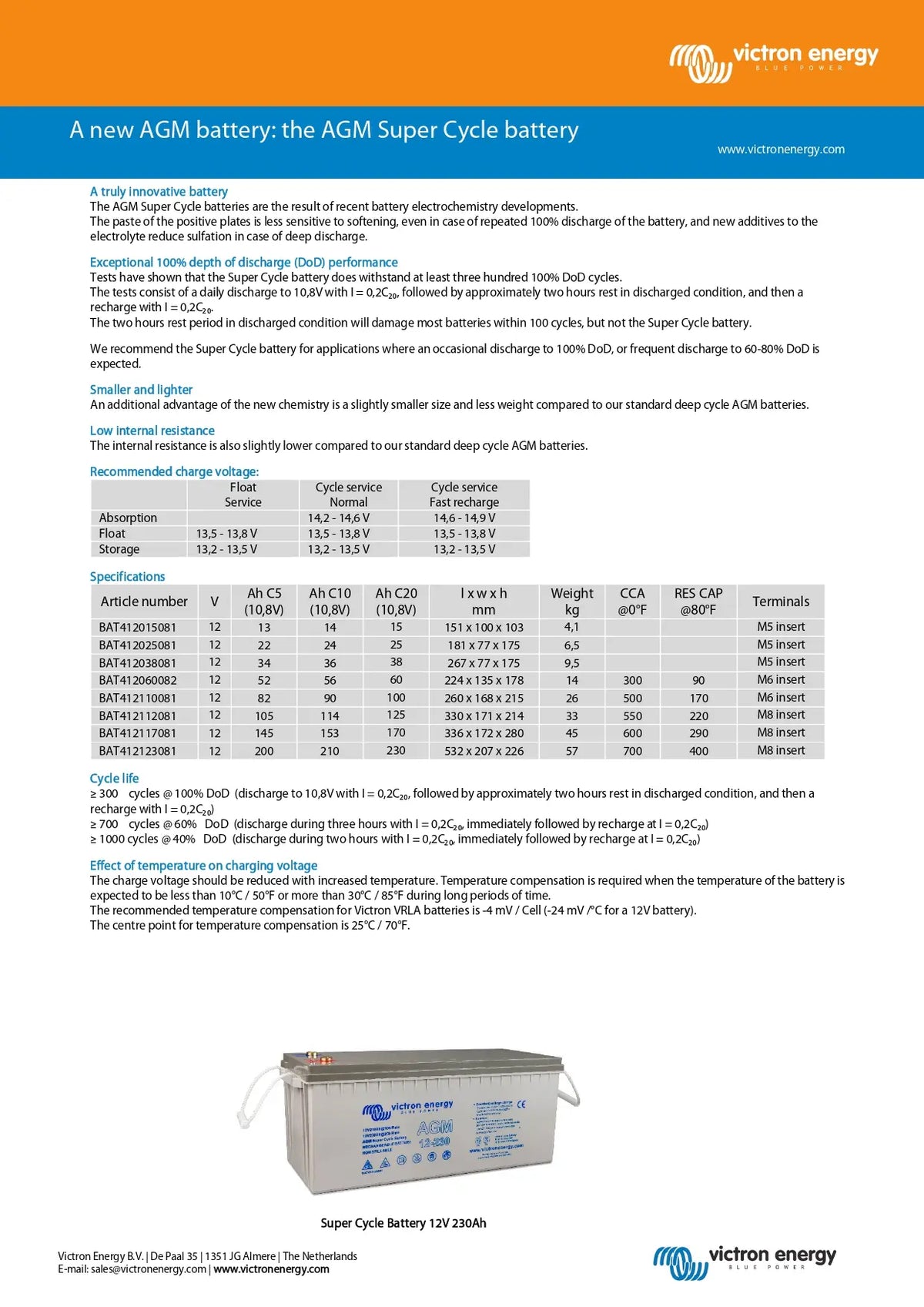 Victron Energy BAT412151104 12V 165Ah Deep Cycle Gel Battery