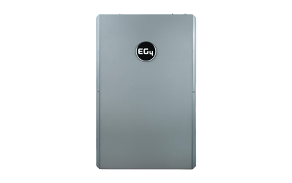 A silver-gray rectangular electronic device with rounded corners, featuring a circular black logo badge with the white text 'EG4' on the front, isolated on a solid white background.