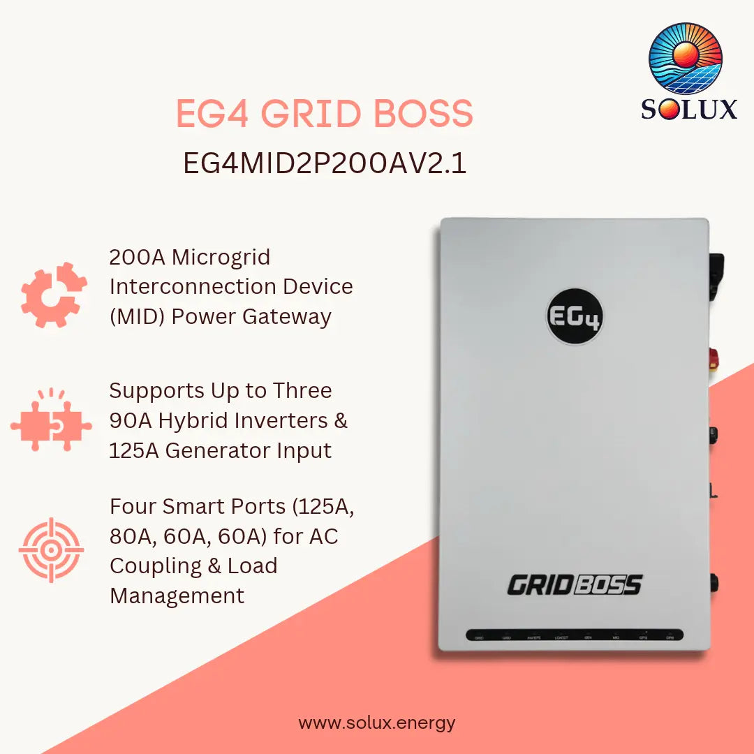 SOLUX EG4 Grid Boss 200A Microgrid Interconnection Device (MID) Power Gateway, model EG4MID2P200AV2.1.
