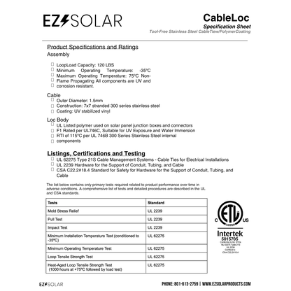 EZS-CL1514-1 stainless steel cable ties​
