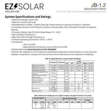 EZS-JB-1.2 rooftop junction box