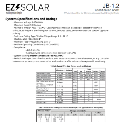 EZS-JB-1.2 rooftop junction box
