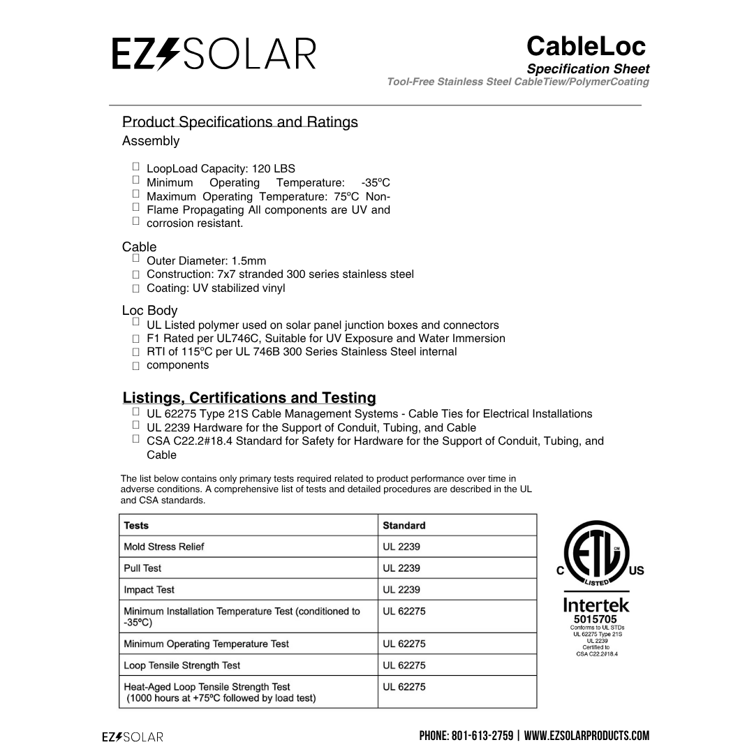 EZS-CL1514-1 stainless steel cable ties​