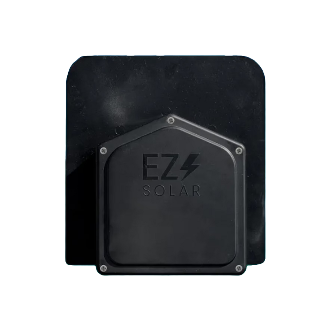 Black EZ Solar EZS-JB-1.2 1000V/80Amp Asphalt Shingle Rooftop PV Junction Box on a white background