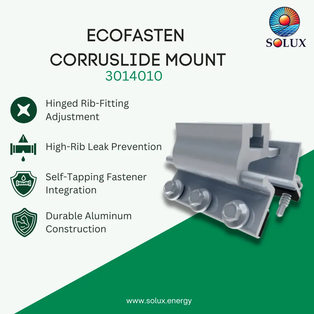 EcoFasten 3014010 CorruSlide Solar Panel Mount for Corrugated Metal Roofs