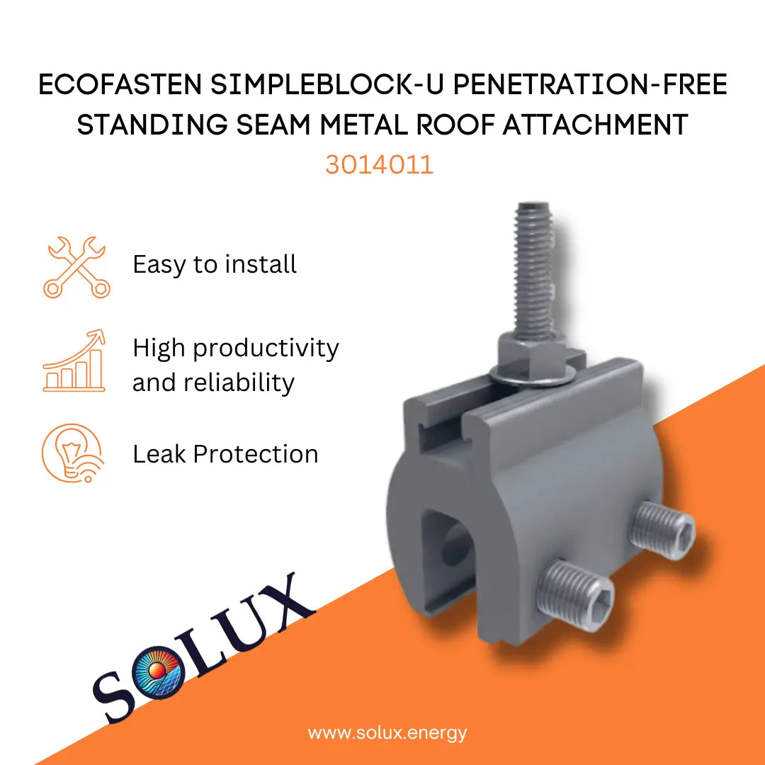EcoFasten 3014011 SimpleBlock-U Penetration-Free Standing Seam Metal Roof Attachment