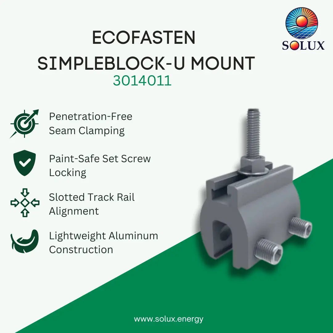 EcoFasten 3014011 SimpleBlock-U Penetration-Free Standing Seam Metal Roof Attachment