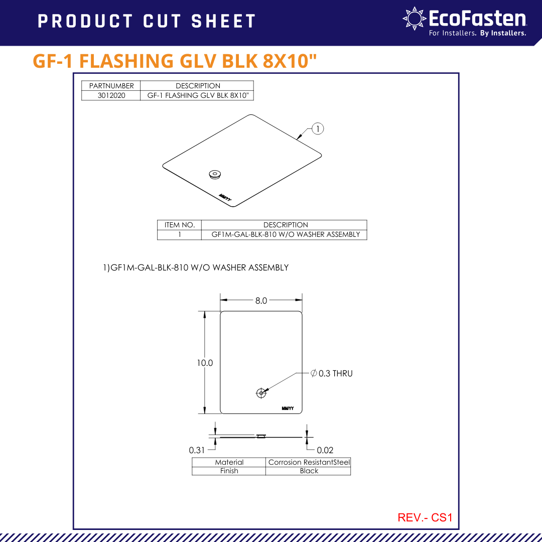 EFS-GF1MGALBLK810 roof flashing shingles​