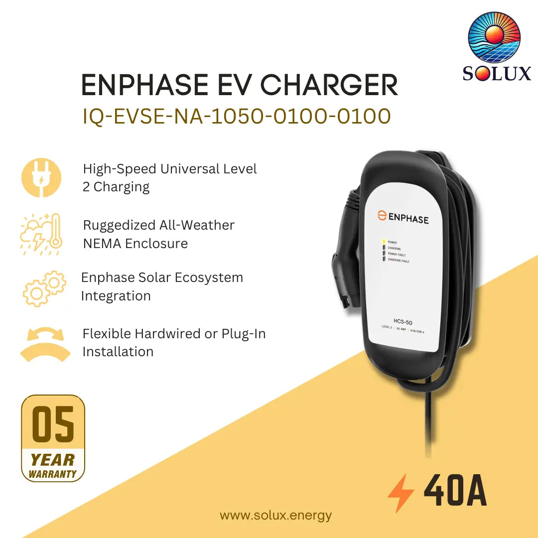 Enphase EV Charger HCS-50 IQ-EVSE-NA-1050-0100-0100 8AWG IQ 50 40A 240VAC