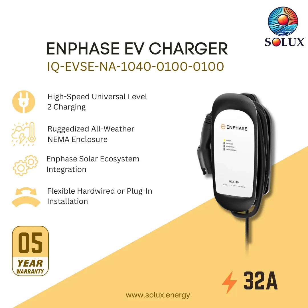 Enphase IQ40 IQ-EVSE-NA-1040-0100-0100 32A 240VAC Hardwired EV Charger