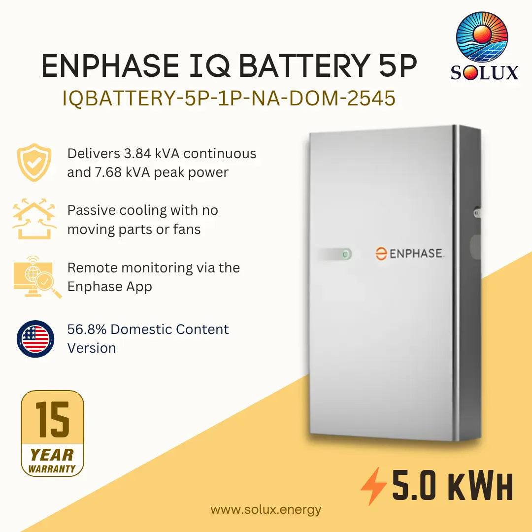 Enphase IQBATTERY-5P-1P-NA-DOM-2545 IQ Battery 5P, 56.8% Domestic Content