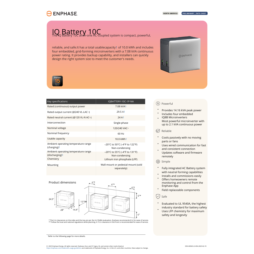 EN-B10C-NC-0708-O enphase 10c battery price