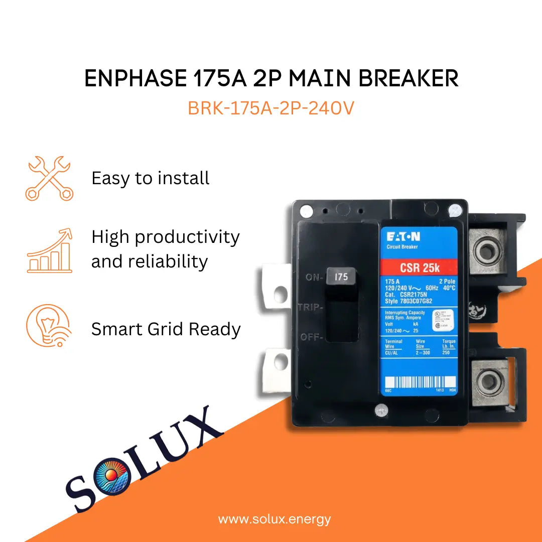 Enphase 175a Main Breaker 2p BRK-175A-2P-240V graphic: Easy to install, reliable, and Smart Grid Ready