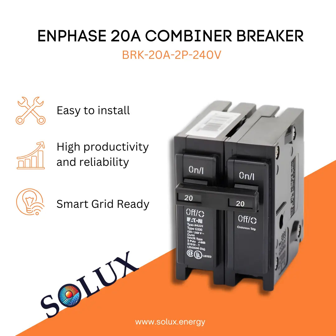 Enphase 240V Circuit Breaker 20A (BRK-20A-2P-240V) ad: Easy to install, reliable, and Smart Grid Ready.