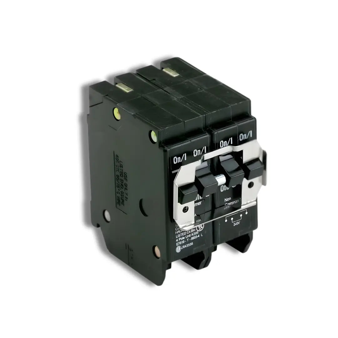 Electrical circuit breaker on a white background