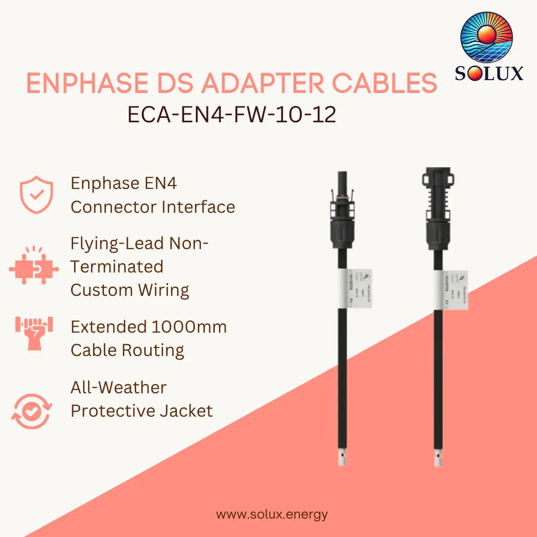 Standard image of Enphase DS Adapter Cables; its features listed on the left hand side