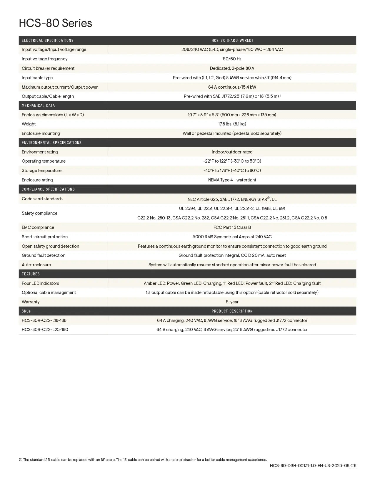 HCS-80R-C22-L25-180 enphase ev charging