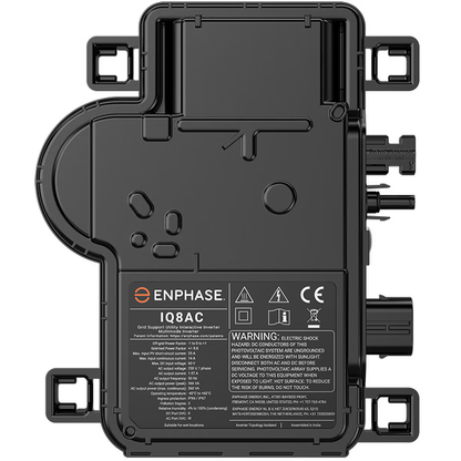 Product Image of IQ8AC-72-M-US-2545, an Enphase IQ8AC microinverter, 366VA peak power, black finish, multi-mount tabs.