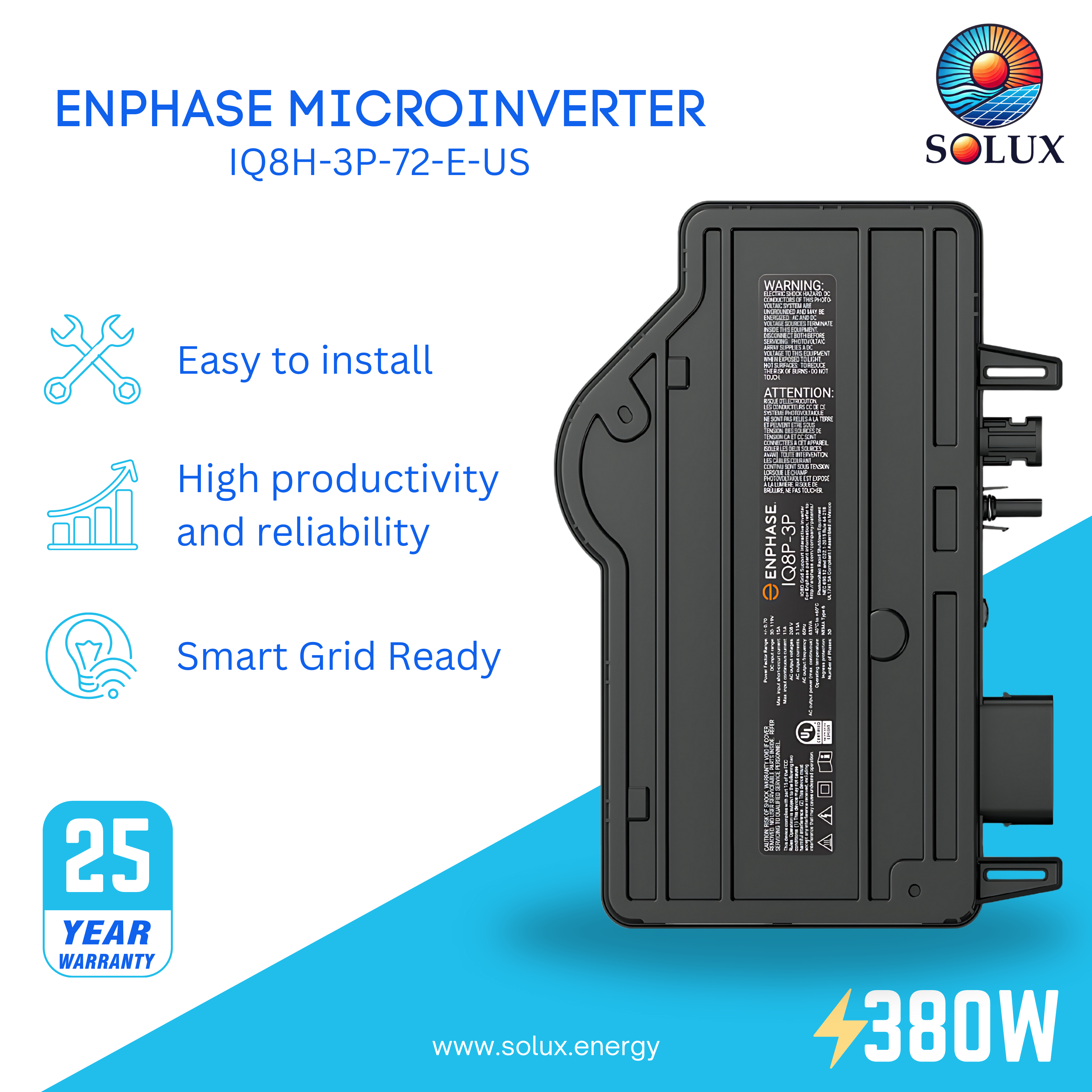 This is an image of Enphase IQ8H-3P-72-E-US Solar Panels Micro Inverters