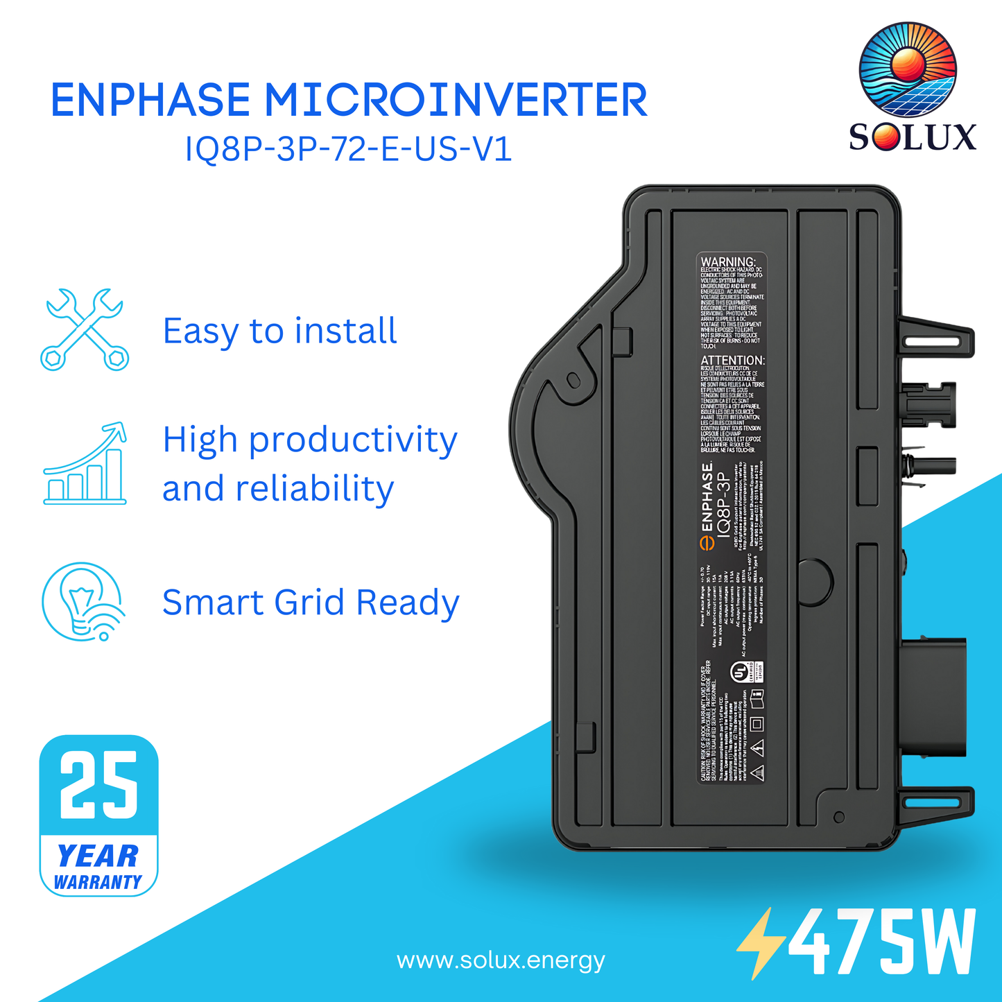 This is an image of IQ8P-3P-72-E-US-V1 Solar Panel Microinverter