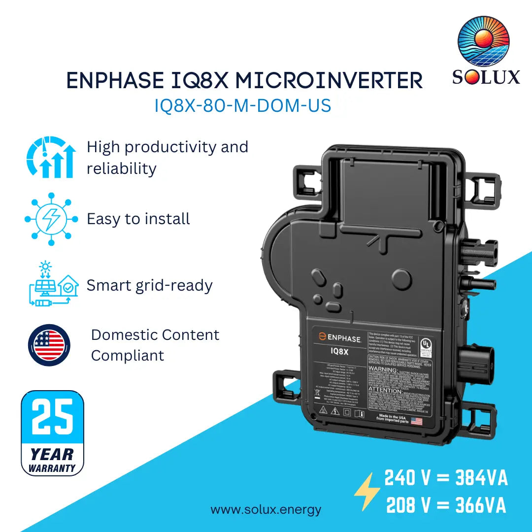 This is an image of Enphase IQ8X-80-M-DOM-US Microinverter, Domestic Content Eligible