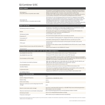 X-IQ-AM1-240-5 Enphase IQ Combiner 5 installation Specs