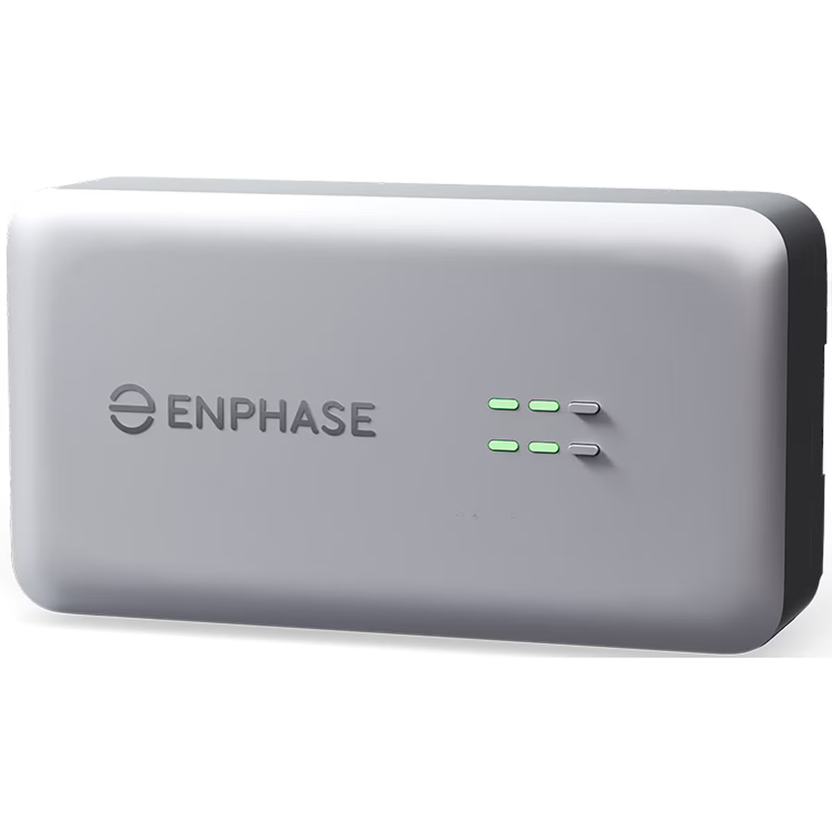 Product image of GW0-1CL-1N-D0-0R, an Enphase IQ Gateway Commercial Pro, silver with status LEDs.