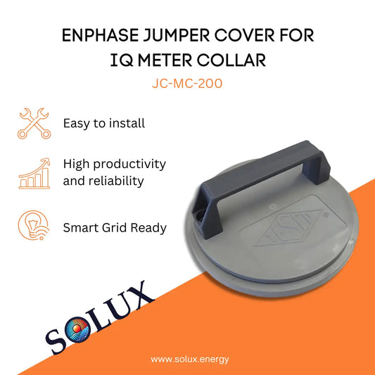 Enphase Jumper Cover for IQ Meter Collar JC-MC-200, a gray circular plastic cover with a black handle.