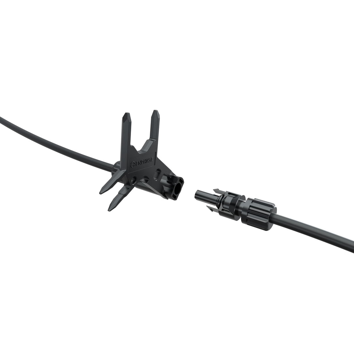 A black solar disconnect tool showing on how to use it on solar cable