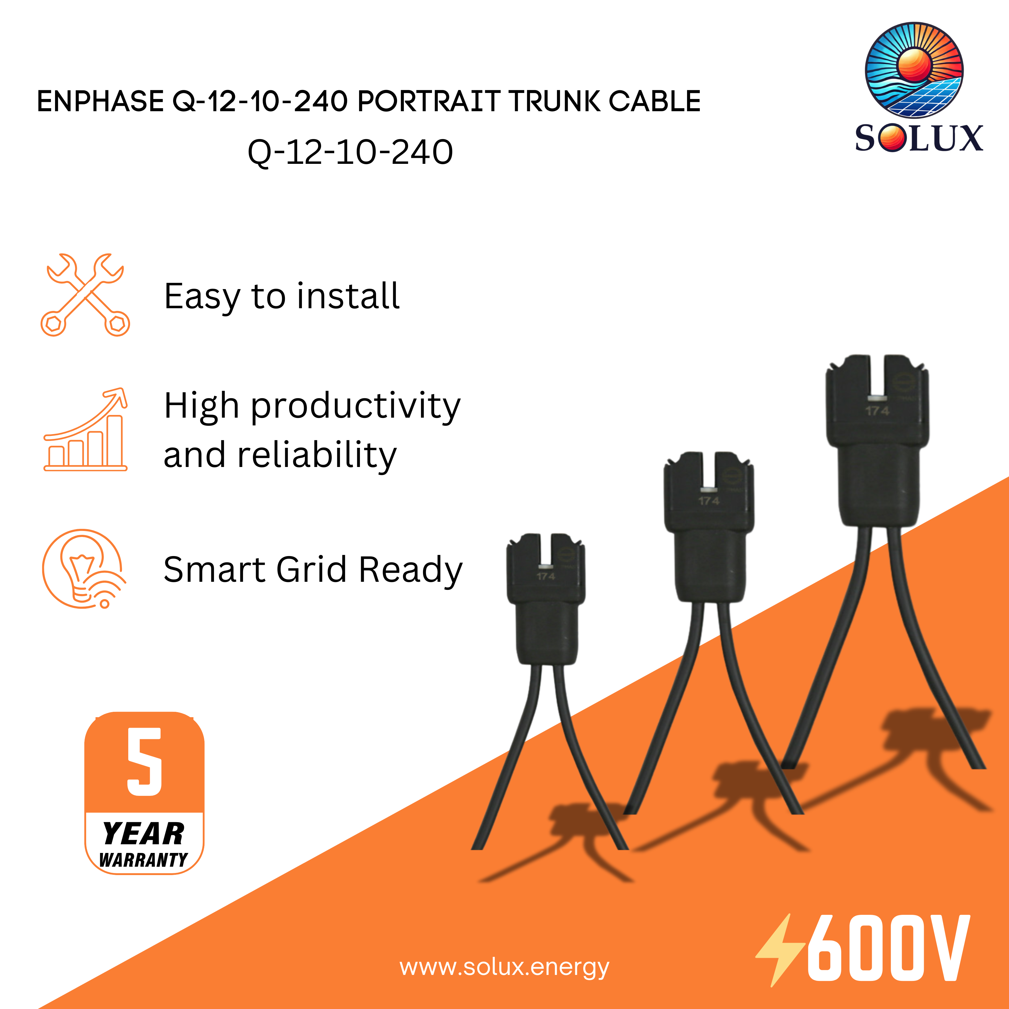 Enphase Q-12-10-240 Portrait Trunk Cable (60/72Cell) – Solux, LLC