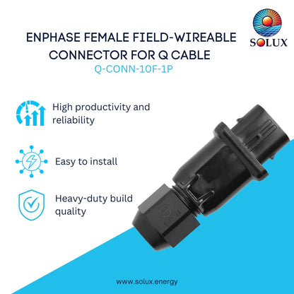 This is an image of Enphase Q Cable Female Field-Wireable Connector Q-CONN-10F-1P Priced as one connector