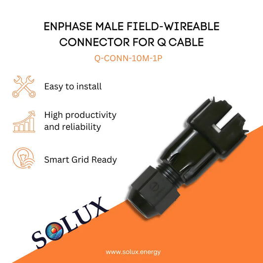 Enphase Field Wireable Connector Male Q-CONN-10M-1P graphic: Easy to install, reliable, and Smart Grid Ready